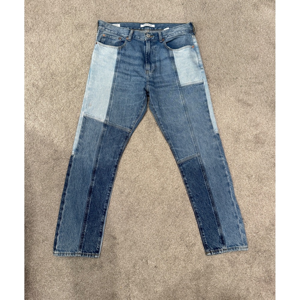 PacSun Slim Taper Patchwork Denim Jeans Mens 32x30 Blue Multi Tone Colorblock